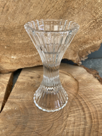 KANDELAAR RIBBEL HELDER GLAS DINER- WAXINELICHT 2 DLG