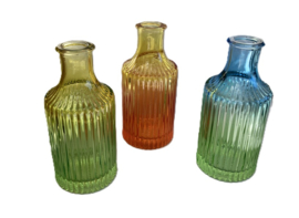 Flesjes gekleurde in 3 verschillende kleuren hoog 12,5 cm