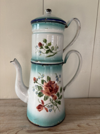 Bloemen emaille koffiepot