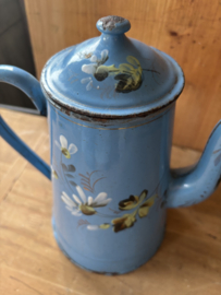 Blauwe bloemen koffiepot