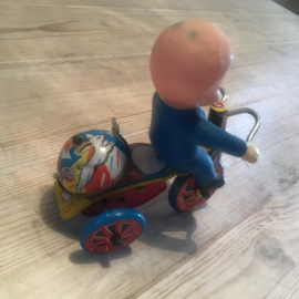 (Verkocht)Blikken fietsje met mannetje