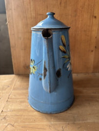 Blauwe bloemen koffiepot