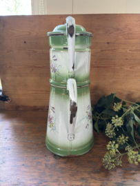 Gebloemde koffiepot groen/roze