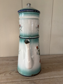 Bloemen emaille koffiepot