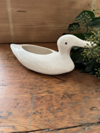 Gestyleerde witte keramieken eend