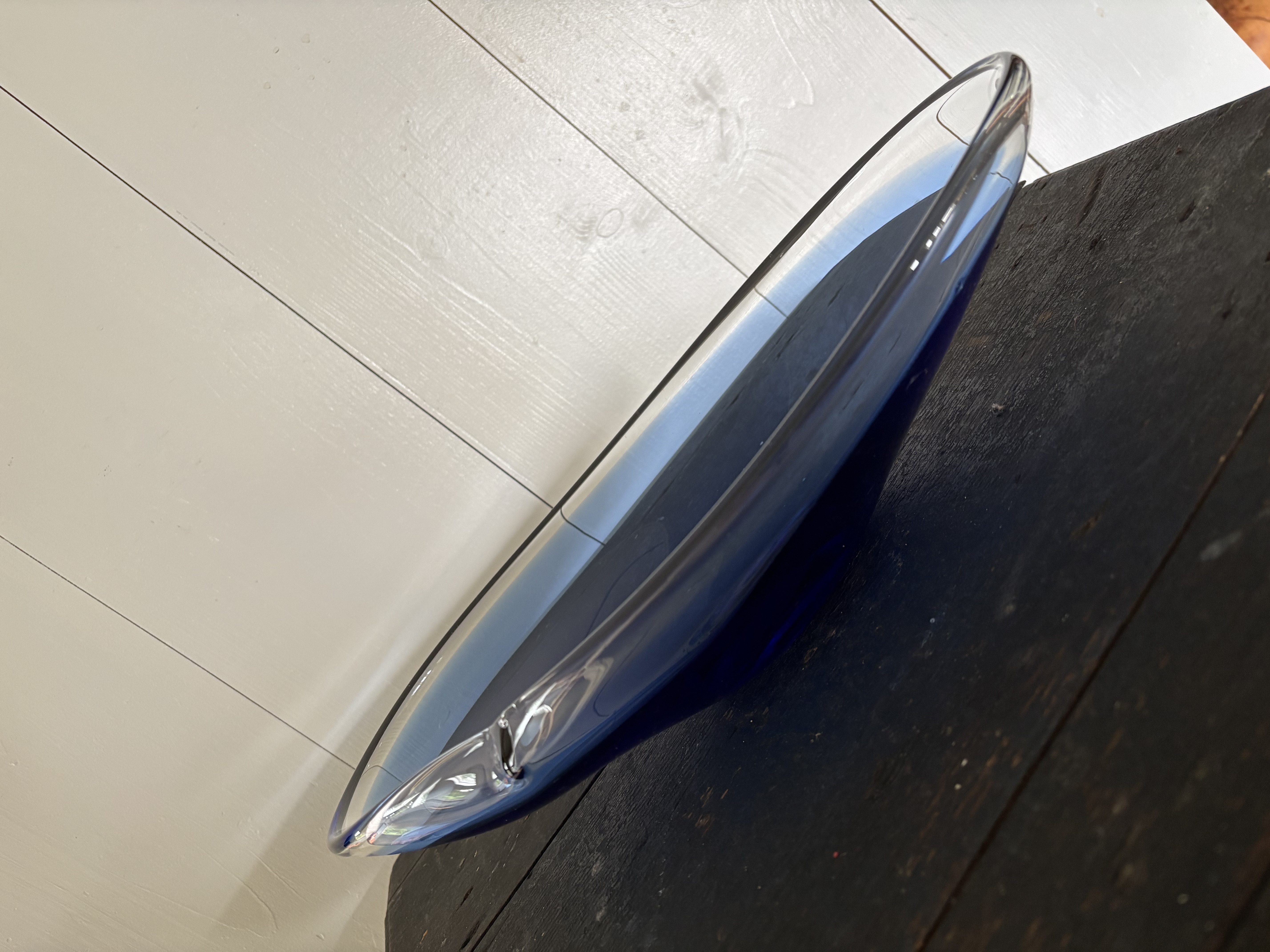 Blauwe glas schaal