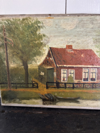 Schilderij huis aan water