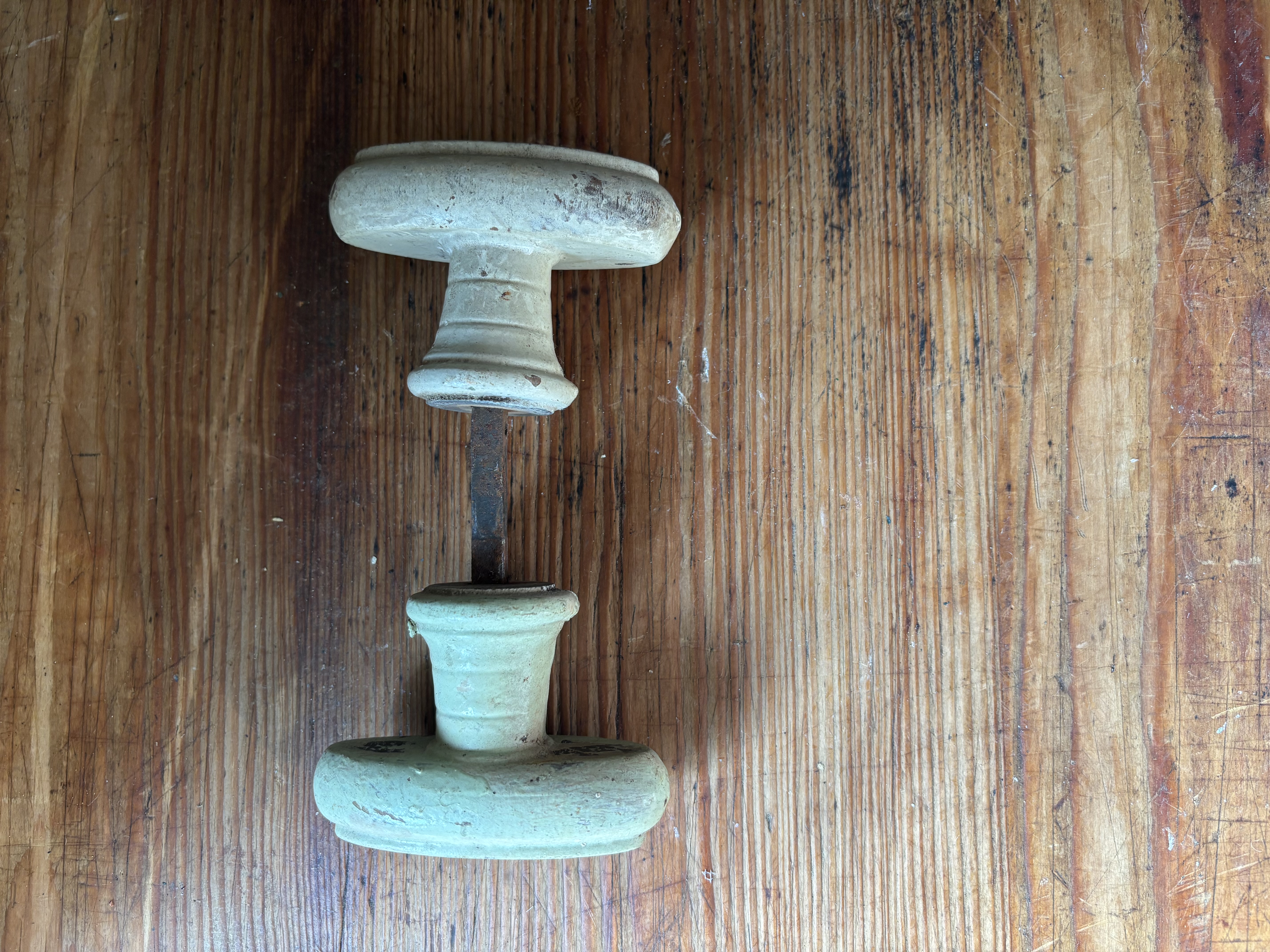 Houten knop crème groen nr 2