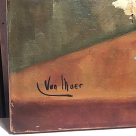 Groot bloemen schilderij op doek