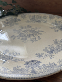 Engels zacht blauw groot oud bord