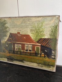 Schilderij huis aan water