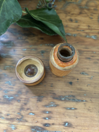 Prachtig houten doosje met glazen binnenpotje