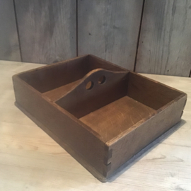 Houten bakje twee vakjes
