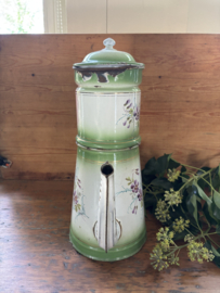 Gebloemde koffiepot groen/roze