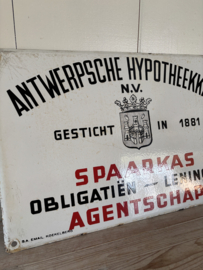 Emaille reclamebord hypotheekkas