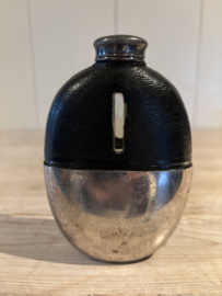 Heupfles leer glas en verzilverd