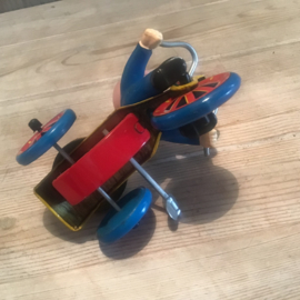 (Verkocht)Blikken fietsje met mannetje