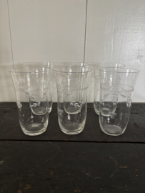 6 limonade glazen geslepen