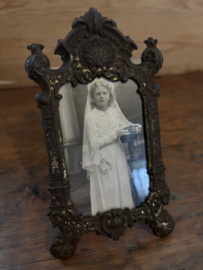 Victoriaans fotolijstje blik met glas
