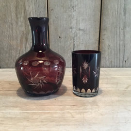 Boheems glas beker met waterkaraf