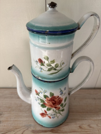 Bloemen emaille koffiepot