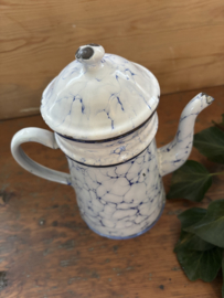 Gemarmerde blauw witte koffiepot