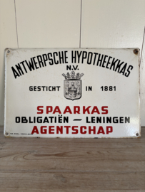 Emaille reclamebord hypotheekkas