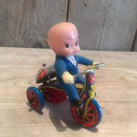 (Verkocht)Blikken fietsje met mannetje