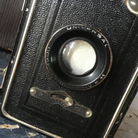 Box camera met leren tasje