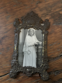 Victoriaans fotolijstje blik met glas