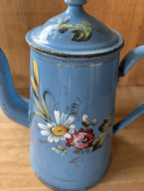 Blauwe bloemen koffiepot