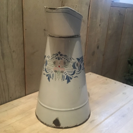 Waterkan wit met blauwe sierrand