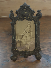 Victoriaans fotolijstje blik met glas