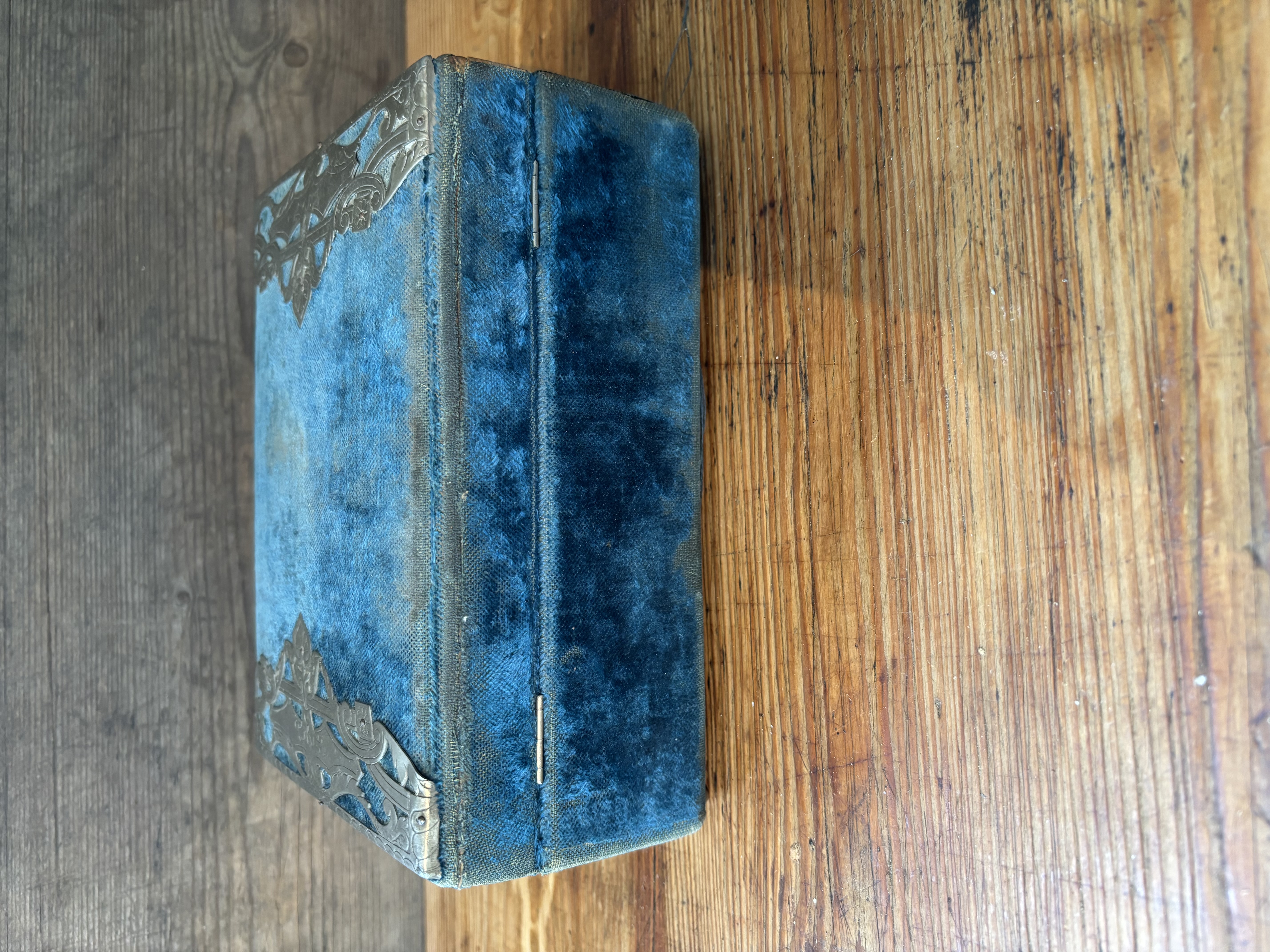 Blauw velours doosje