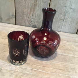 Boheems glas beker met waterkaraf
