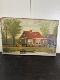 Schilderij huis aan water