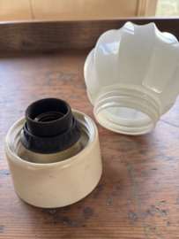 Jaren 50 plafondlamp wit facet