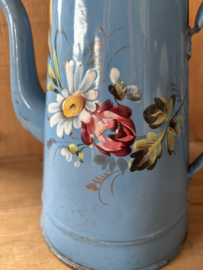 Blauwe bloemen koffiepot