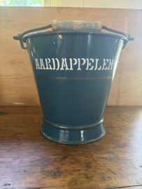 (Verkocht)Petrol blauwe aardappel emmer