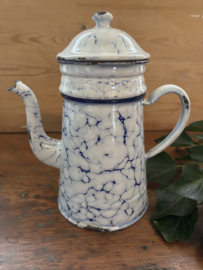 Gemarmerde blauw witte koffiepot