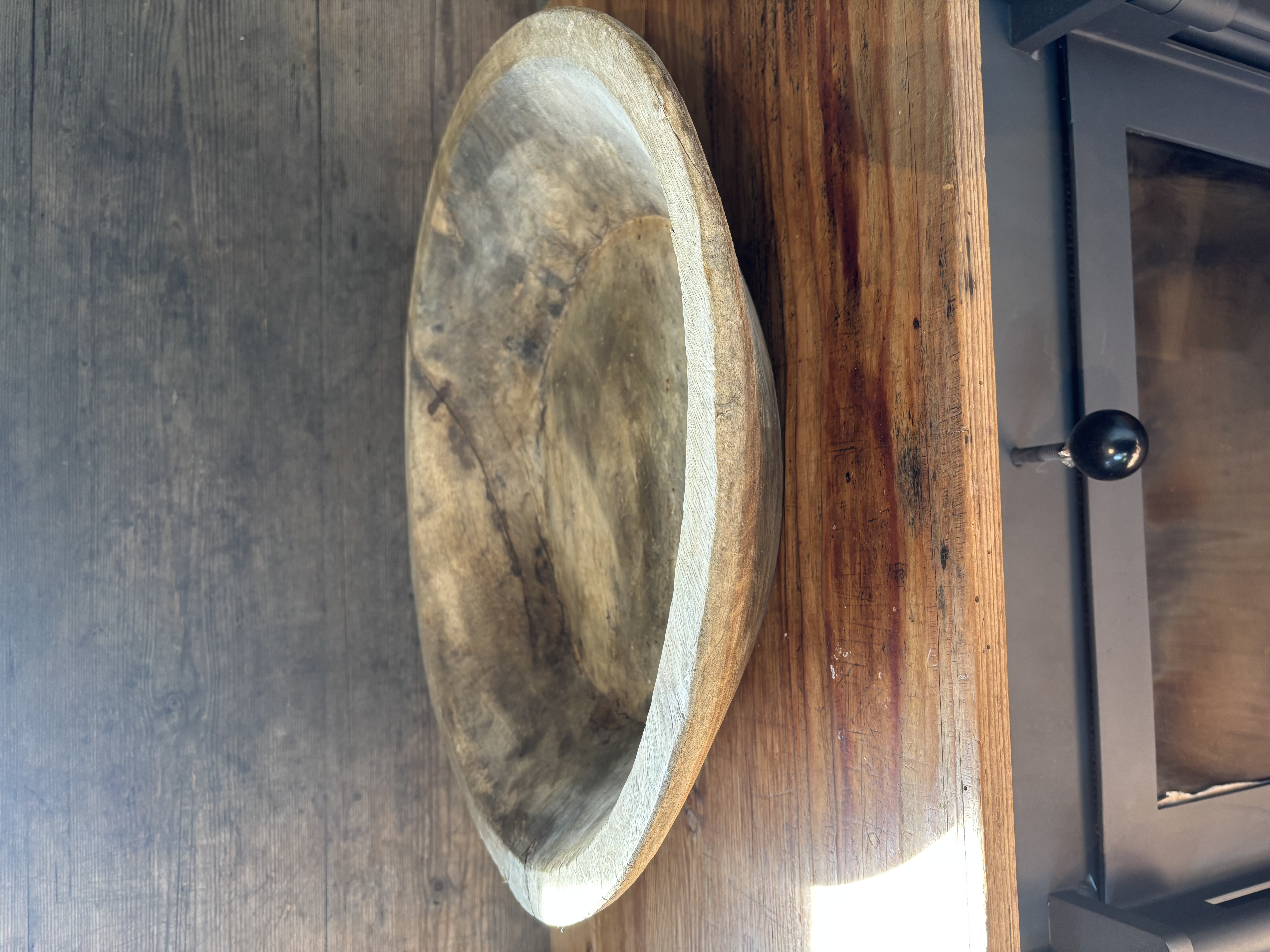 Oud houten schaal rond