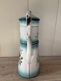 Bloemen emaille koffiepot