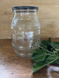 (Verkocht)Glas pot  met blikken deksel