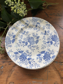 (Verkocht)6 platte blauwe bloem borden