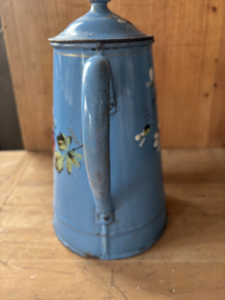 Blauwe bloemen koffiepot