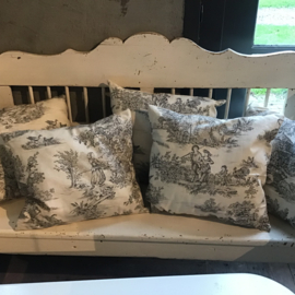 Zwarte toile de jouy kussens