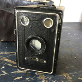 Box camera met leren tasje