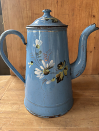 Blauwe bloemen koffiepot