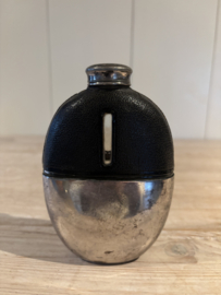 Heupfles leer glas en verzilverd