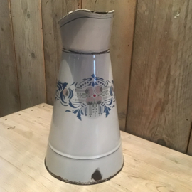 Waterkan wit met blauwe sierrand